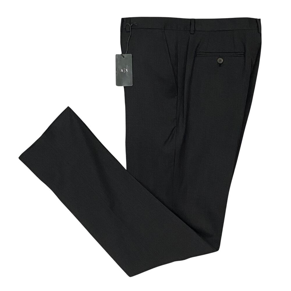 Armani Exchange Pants Men's 42W Dress Trousers Raw Hem Stretch Wool Gray NWT